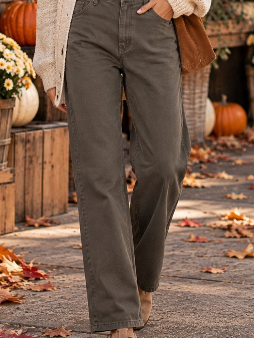 Reformation Marine Jeans Size 28 Army Green High Rise Relaxed Wide Leg